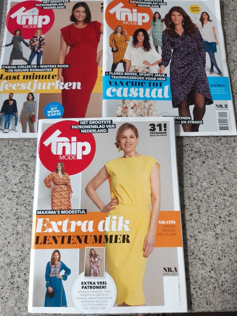 KNIPMODE 3 STUKS PATRONEN NIET GEBRUIKT, Hobby en Vrije tijd, Kledingpatronen, Ophalen of Verzenden, Zo goed als nieuw, Vrouw