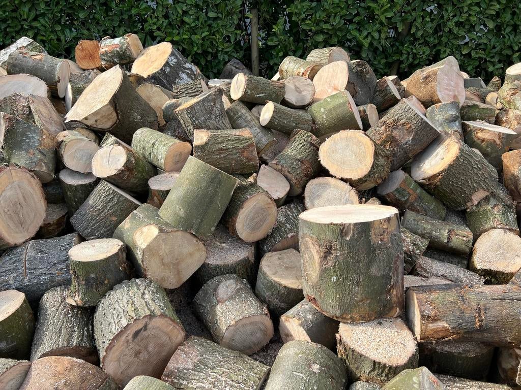 Dikke vracht 4,8 kuub eiken essen haardhout thuisbezorgd, 3 tot 6 m³, Verzenden, Eikenhout, Blokken