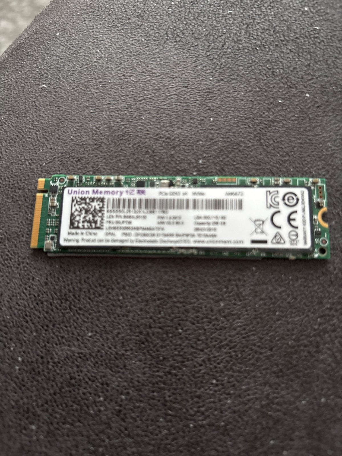 Union Memory 256GB M.2 NVMe PCIe SSD (M.2 2280), Computers en Software, Ophalen of Verzenden, Zo goed als nieuw, Laptop, Overige aansluitingen