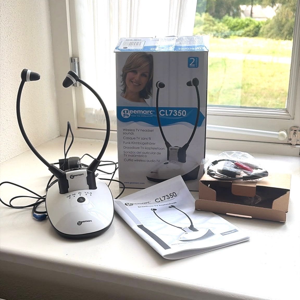 Geemarc CL7350 Draadloze TV Koptelefoon - Zo goed als nieuw, Audio, Tv en Foto, Nieuw, Wit, Over-ear, Draadloos