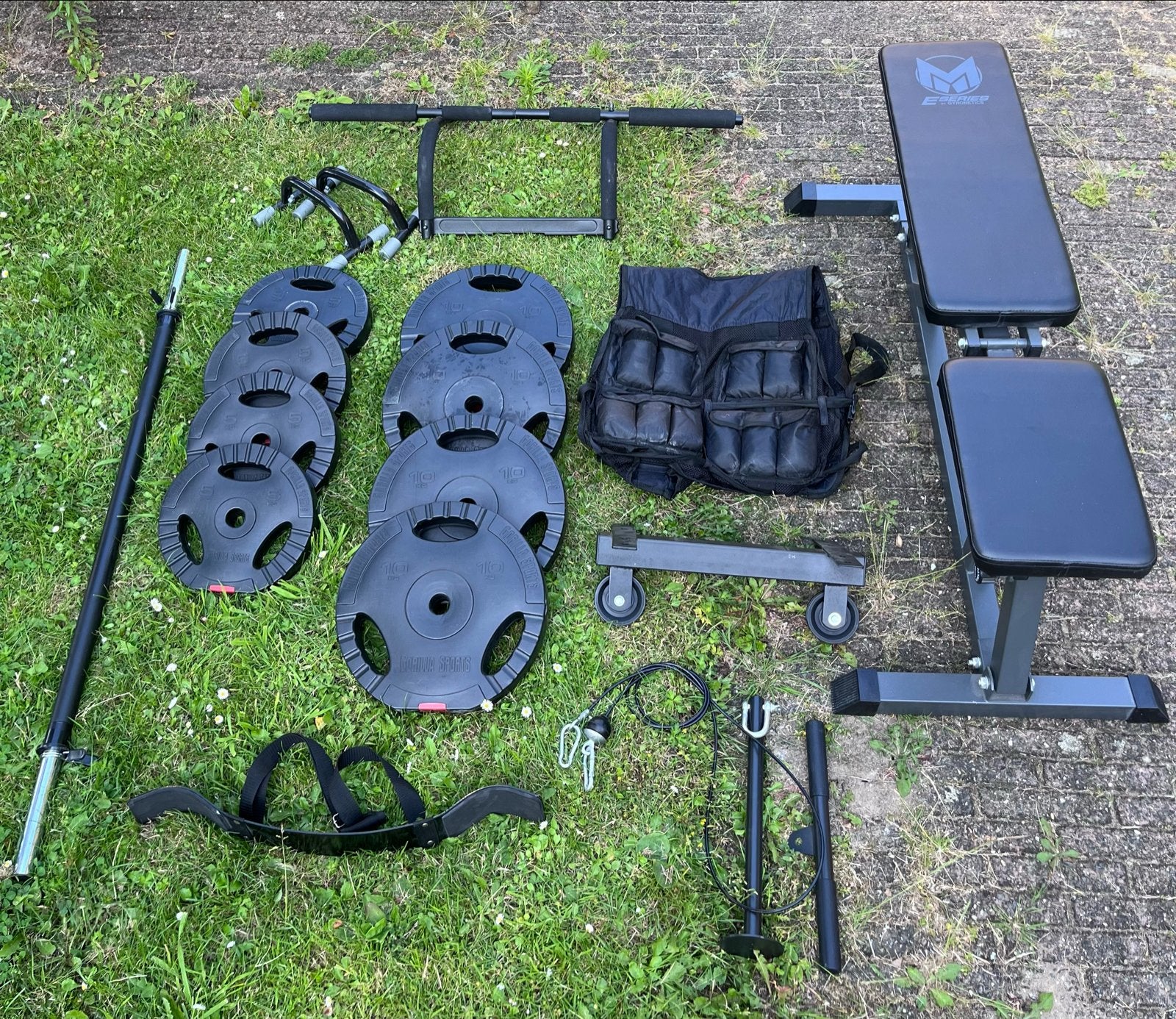 Complete fitness set: Halterbank met gewichten en meer, Ophalen, Gebruikt, Armen, Fitnessbank