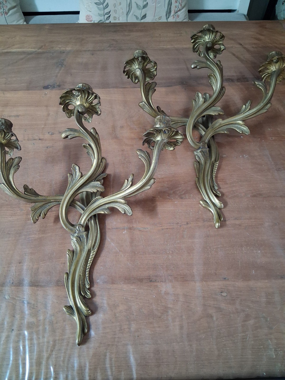 Setje Antieke Louis XV/Rococo Stijl Bronzen Wandkandelaars r, Ophalen of Verzenden, Koper of Brons