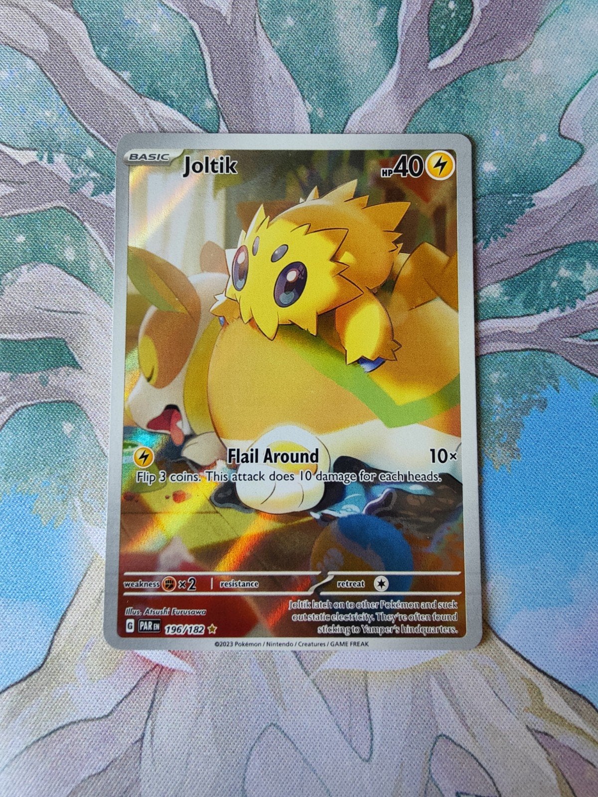 Pokemon paradox rift joltik illustration 196/182, Ophalen of Verzenden, Nieuw, Losse kaart, Foil