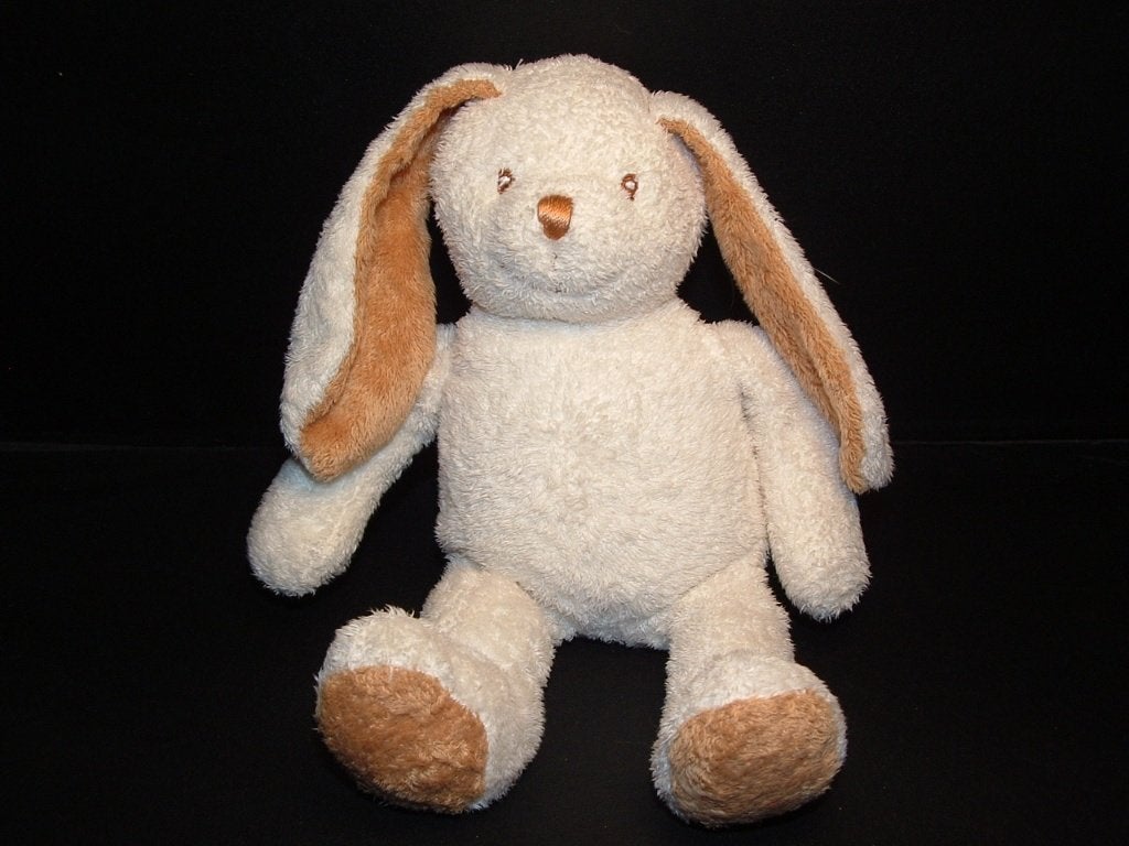 ANNA CLUB PLUSH KONIJN ZACHTE BADSTOF WIT MET BRUINE, Verzenden, Nieuw, Overige typen