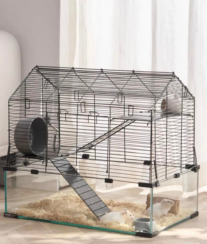 Kooi voor hamsters gebrils muizen glas en tralies, Dieren en Toebehoren, Knaagdieren en Konijnen | Hokken en Kooien, Kooi, Minder dan 75 cm