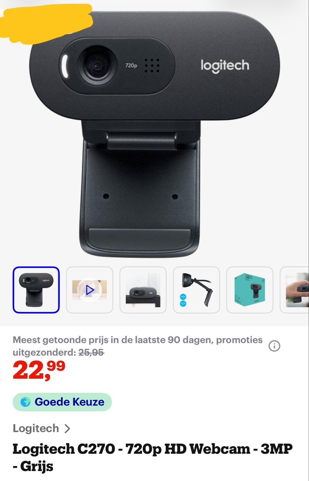 Logitech C270 HD Webcam - 720p - Nieuw in doos, Ophalen, Nieuw, Windows, Monitorclip