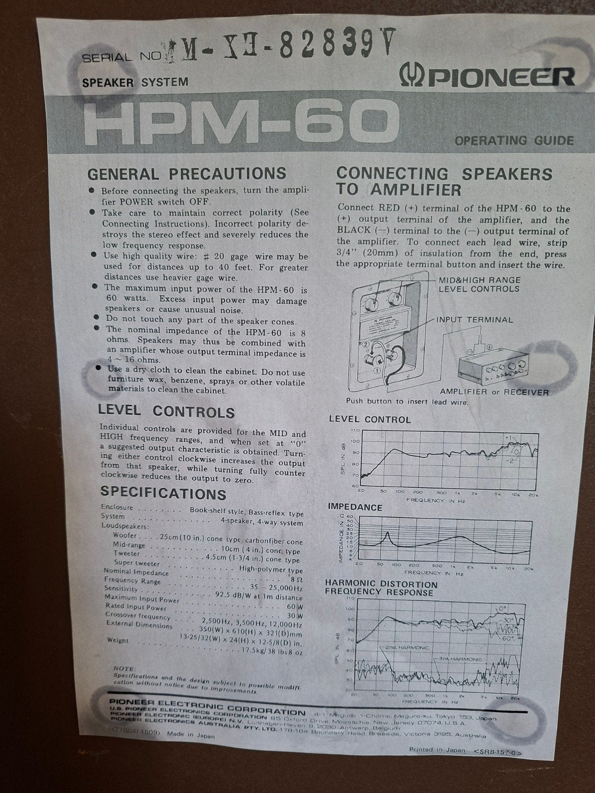 pioneer hpm-60 boxen, Ophalen, Gebruikt, 60 tot 120 watt, Pioneer