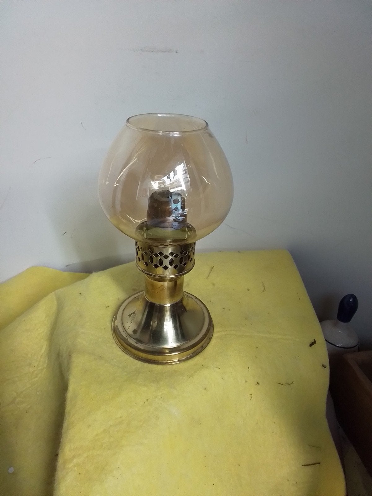 3410) mooi antieke kaars schemerlamp hoog 22cm, Ophalen of Verzenden