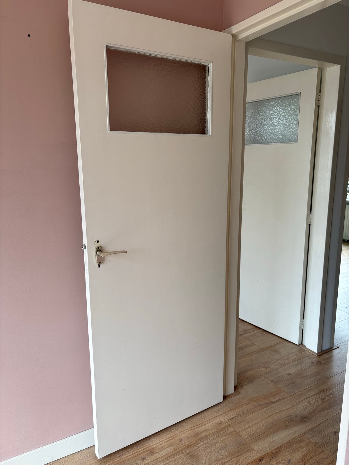 6 jaren '60 deuren met gebubbeld glas (excl. scharnieren), Ophalen, Gebruikt, Minder dan 80 cm, Binnendeur