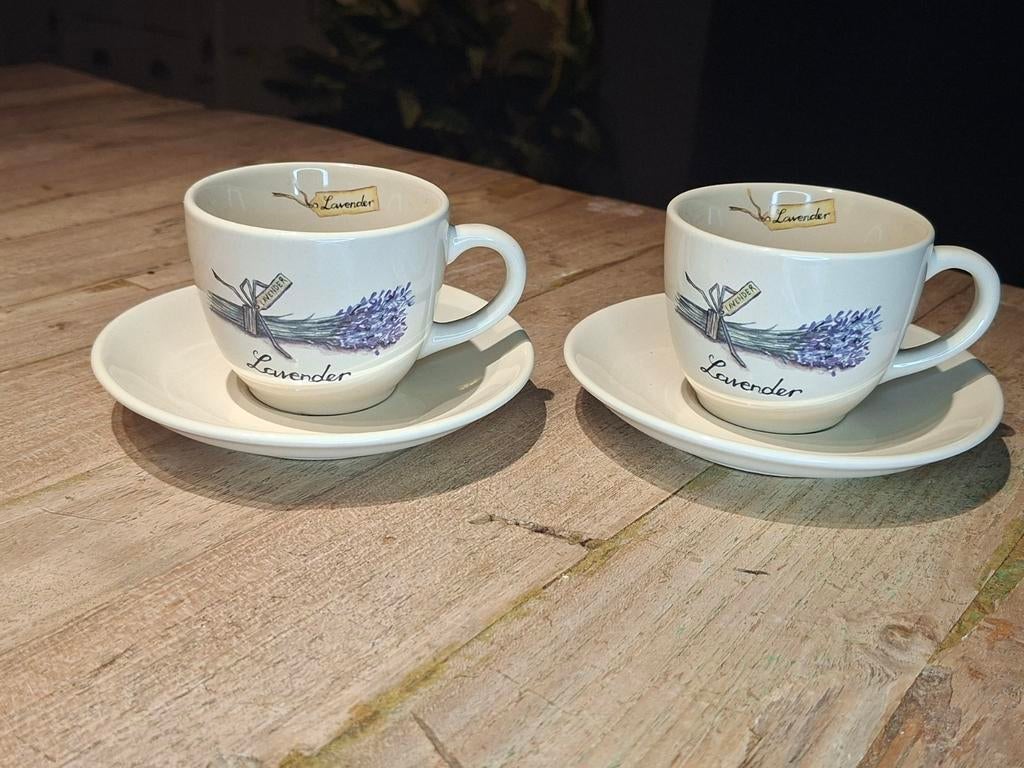 Set van 2: Jet ter Steege Lavender Kop en Schotel - NIEUW, Huis en Inrichting, Keuken | Servies, Keramiek, Nieuw, Ophalen of Verzenden