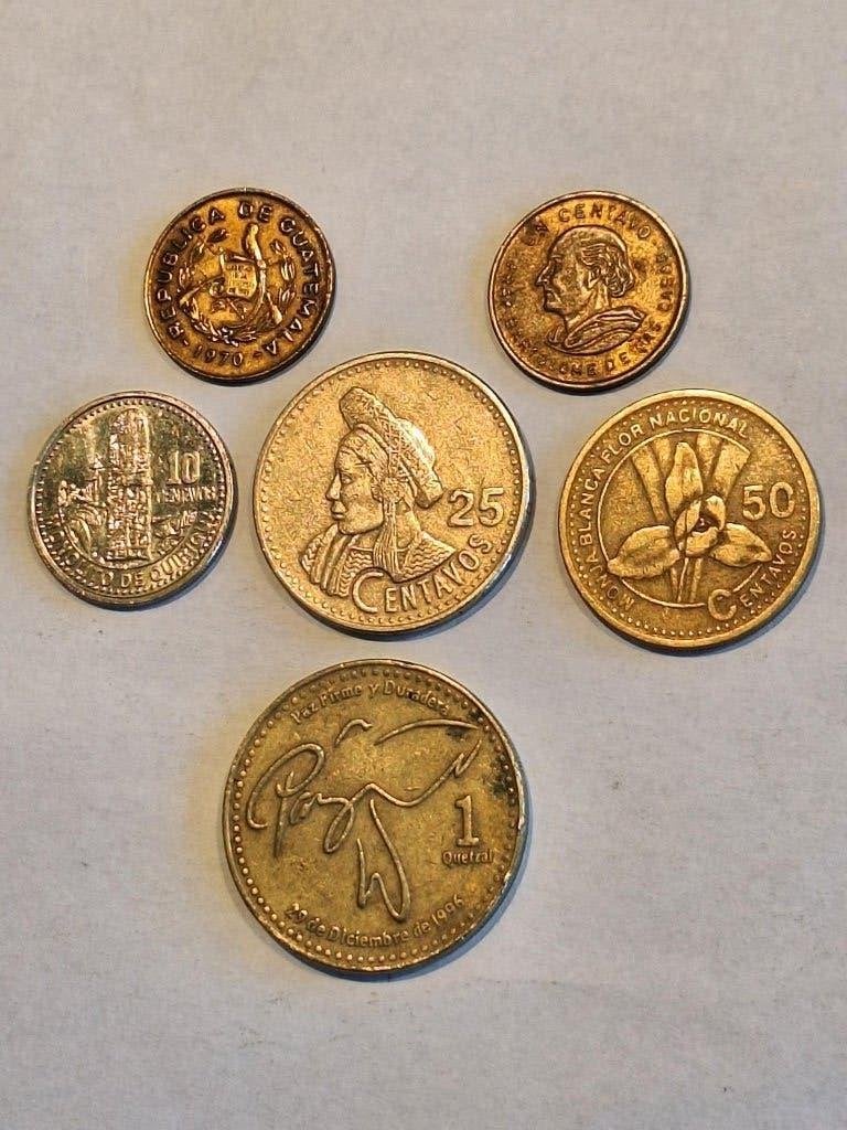 6 munten Guatemala 1970-2008, Ophalen of Verzenden, Midden-Amerika, Losse munt