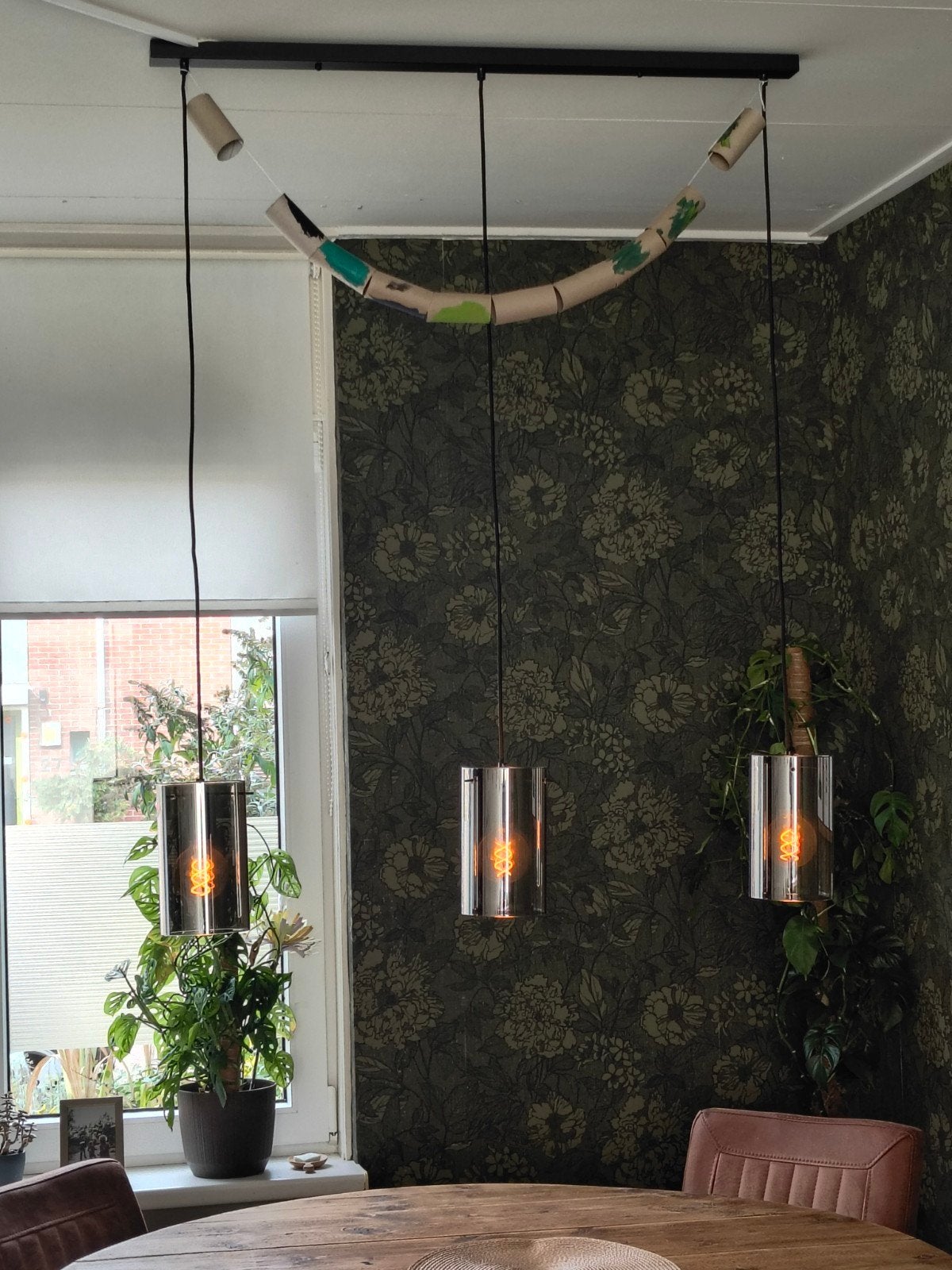 Moderne hanglamp, Ophalen, Zo goed als nieuw, Glas, Modern