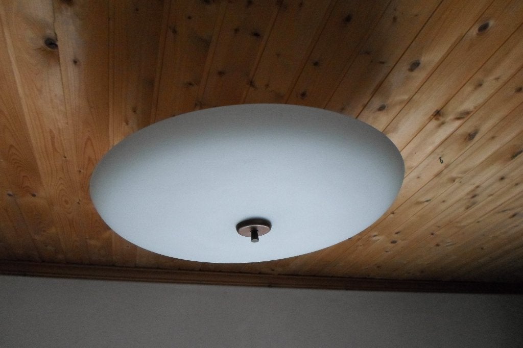 Grote Vintage Design Plafondlamp Glas, Jaren 70, Ophalen of Verzenden, Plafondlamp, Glas