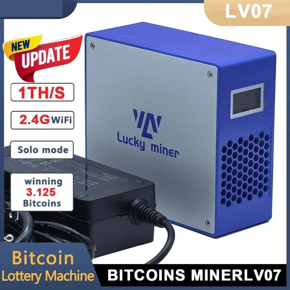 lucky miner v7 - 1TH/S - EU stekker - bitcoin miner, Computers en Software, Ophalen of Verzenden, Nieuw