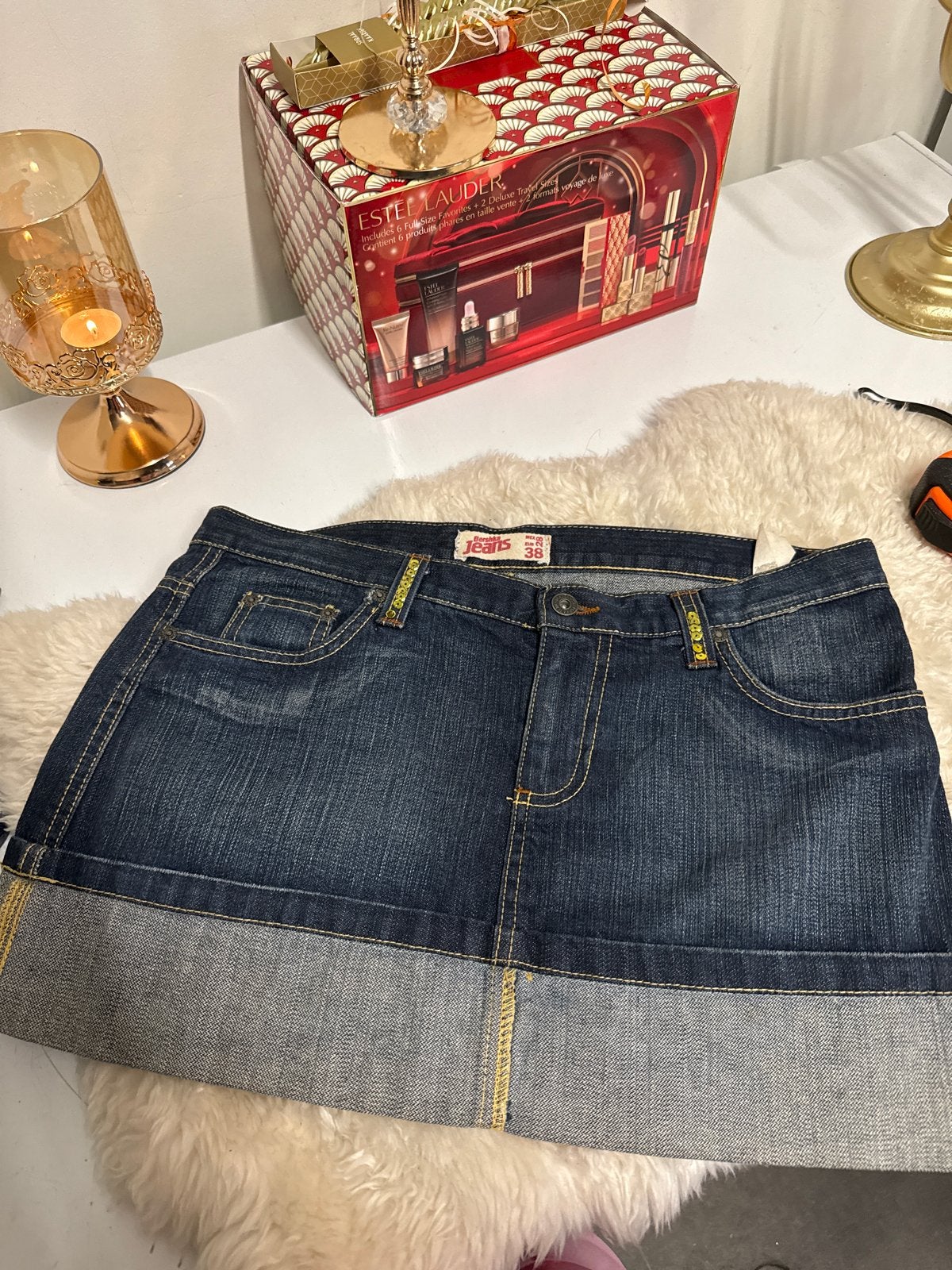 Bershka Jeans Y2K Vintage Spijkerrok met Pailletten - Maat 3, Kleding | Dames, Rokken, Maat 38/40 (M), Blauw, Ophalen of Verzenden