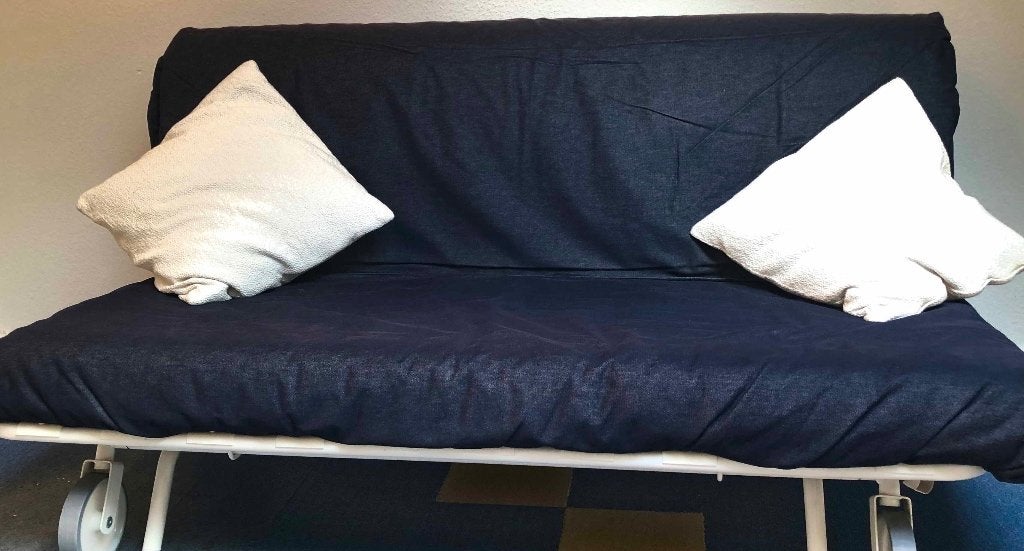 Logeerbed 160 x 200, Ophalen, Gebruikt, Blauw, Tweepersoons