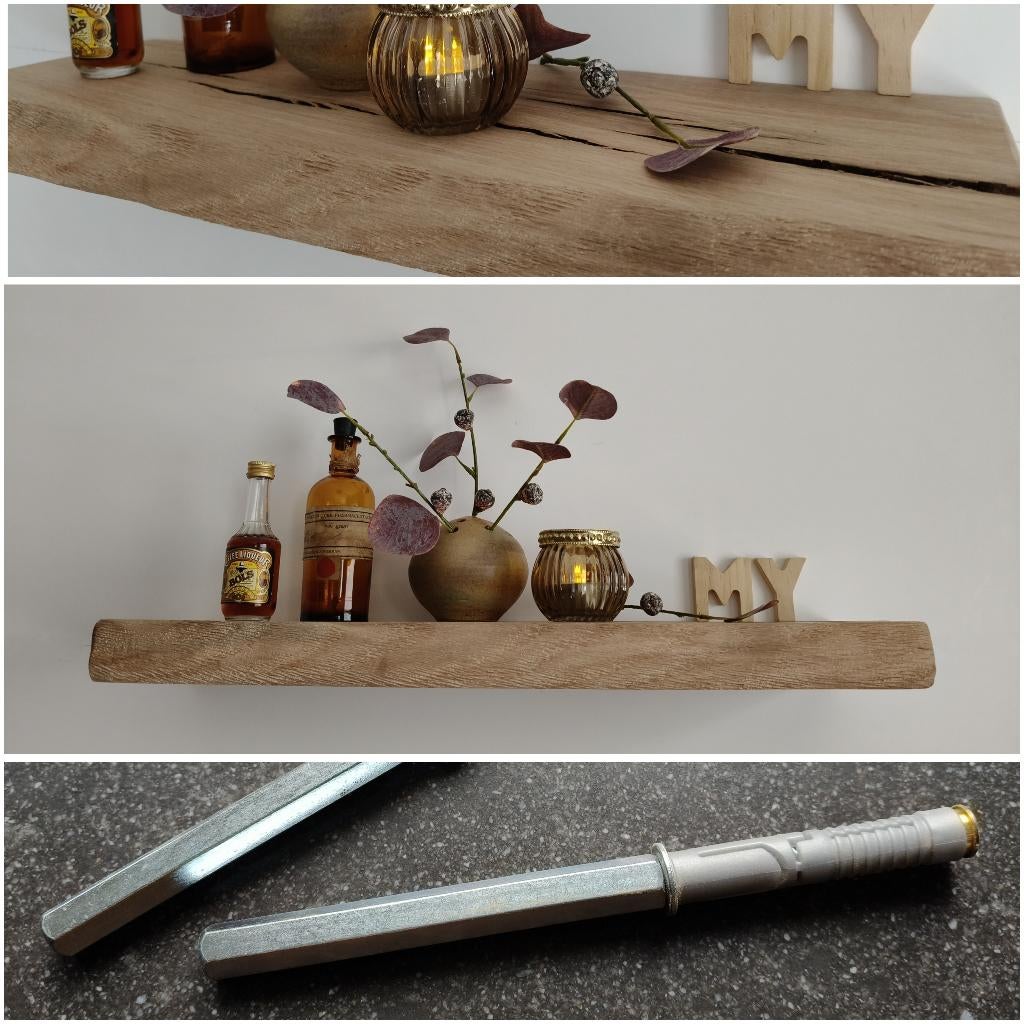 Zwevende massief eiken houten wandplank schap 50cm #279, Houtatelier M.Y., Info@myhoutatelier.nl, Nieuw, Ophalen of Verzenden