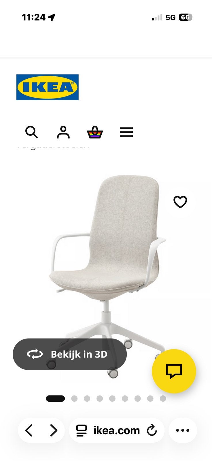 Bureaustoel ikea model längfjäll, Ophalen, Beige, Zo goed als nieuw, Bureaustoel