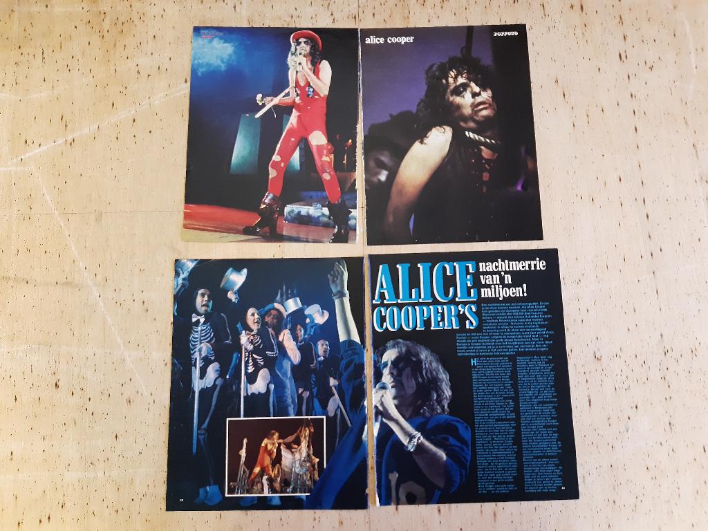Knipsels Clippings Alice Cooper 2 A4 posters Muziek Expres, Ophalen of Verzenden, 1960 tot 1980, Nederland, Knipsel(s)
