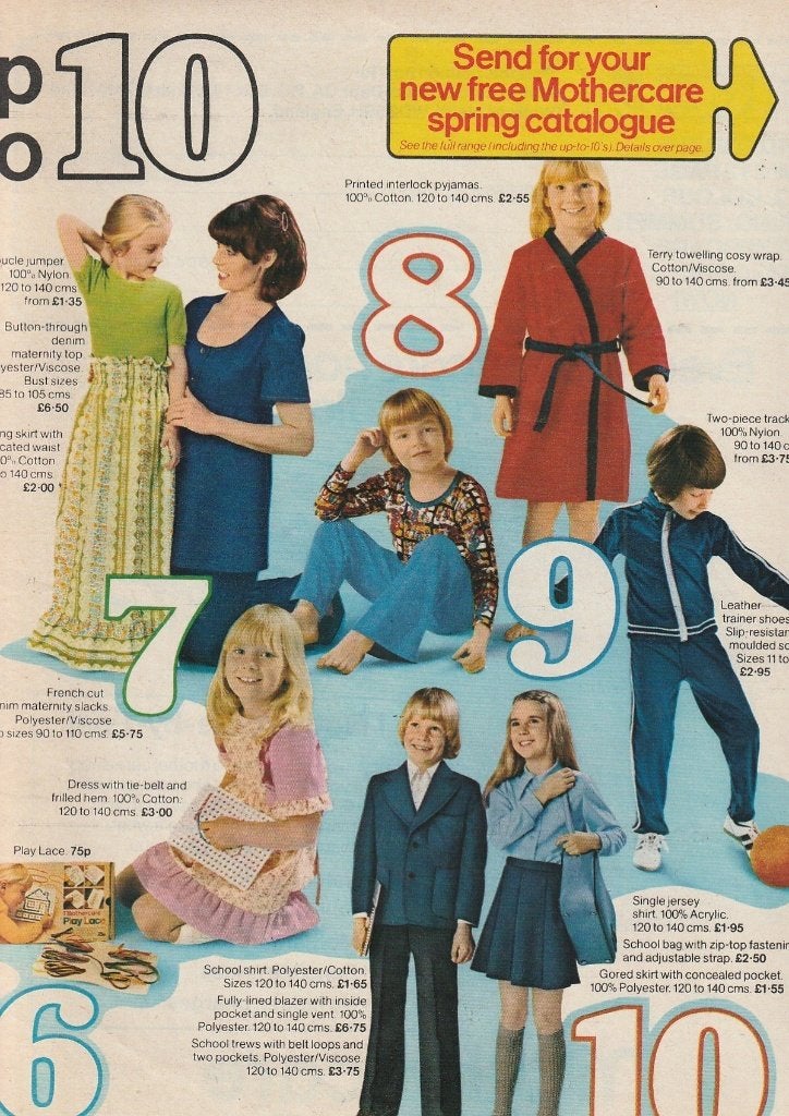 Retro reclame 1975 Mothercare kindermode jongetjes meisjes, Verzenden, Overige typen