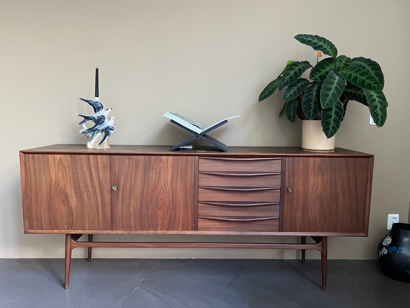 Mid-Century Vintage Scandinavisch Dressoir (BDH:195x45x93cm), Teakhout, Met lade(s), Scandinavisch | Design | Vintage | Minimalisme | Deens |