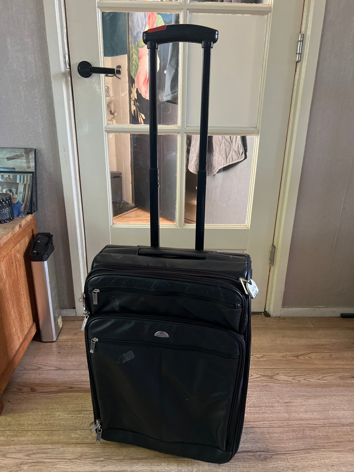 Samsonite leren koffer met wieltjes, Gebruikt, 50 tot 60 cm, Leer, Ophalen of Verzenden