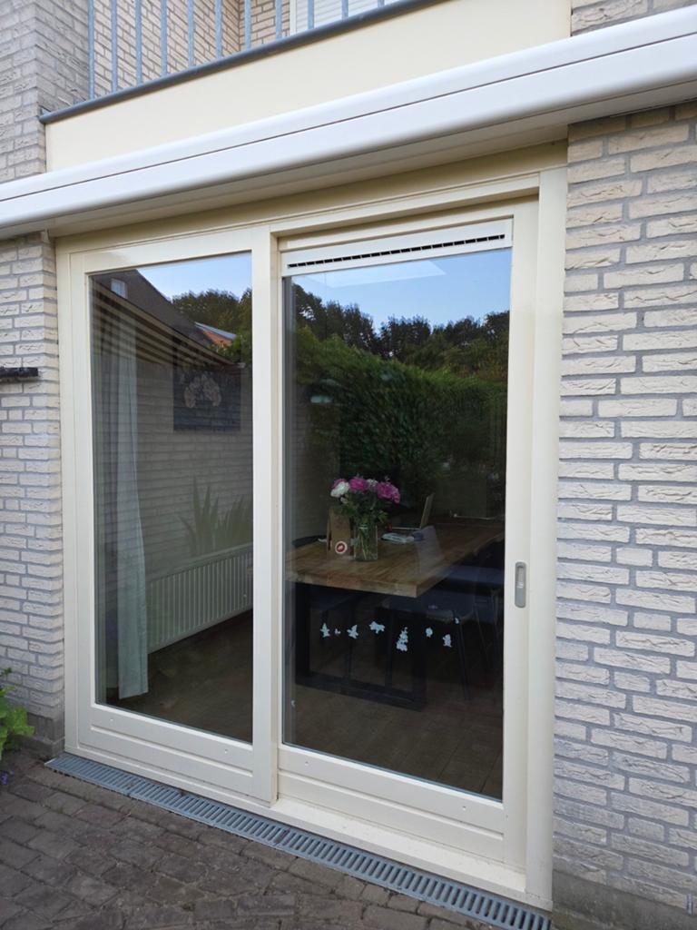 Schuifpui met 1 bewegend deel - 238x240 cm, Ophalen, Gebruikt, 225 cm of meer, Inclusief glas