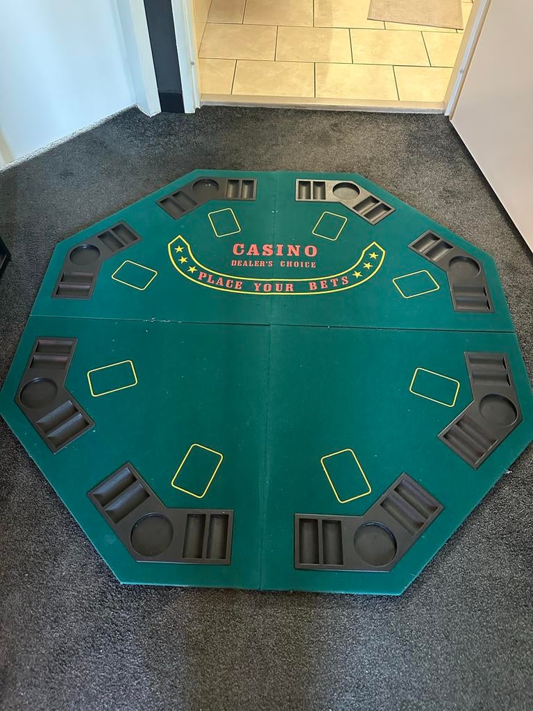 Complete Poker/Blackjack Set met Speeltafel en Koffer, Vijf spelers of meer, Ophalen, Gebruikt