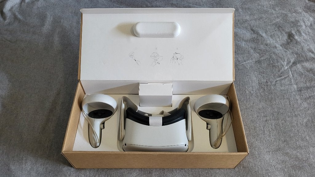 Meta/Oculus Quest 2 VR-Bril - Controllers - Link-Kabel, Ophalen of Verzenden, Zo goed als nieuw, VR-bril, Overige platformen