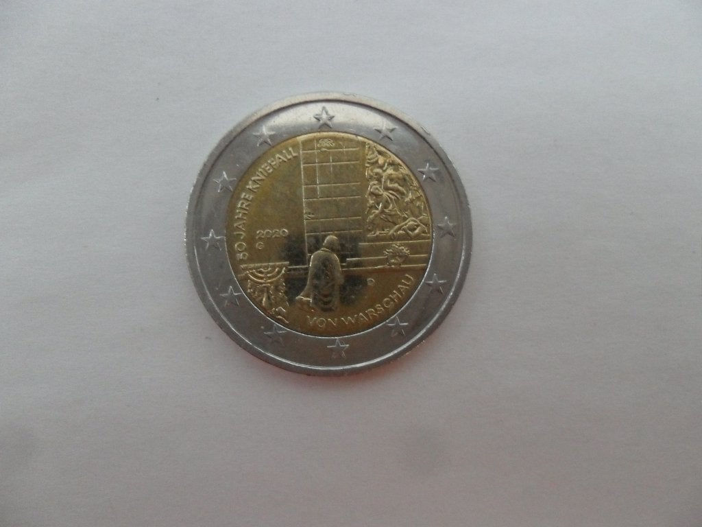Duitse 2 Euro Munt / 50jaar Knieval van Warschau 2020, Postzegels en Munten, Munten | Europa | Euromunten, Ophalen of Verzenden