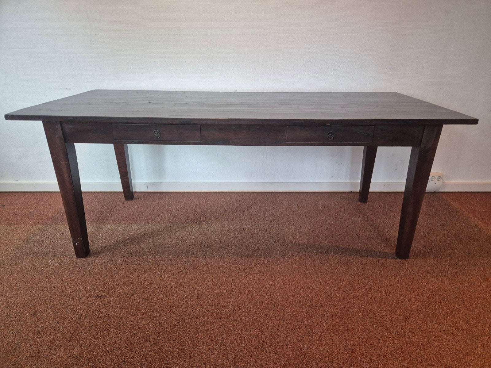 Eettafel met 2 lades, 201x89x78 cm, ook voor café, Ophalen, Gebruikt, 200 cm of meer, 50 tot 100 cm