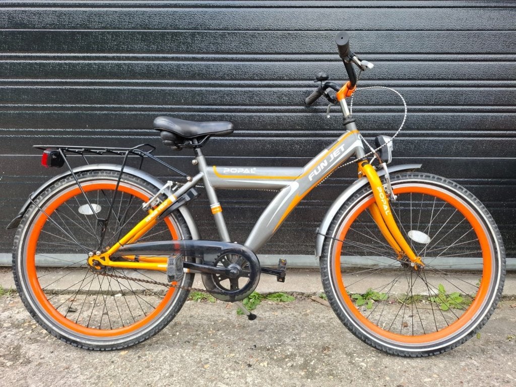 Popal fun jet 24 inch jongensfiets, Terugtraprem, 24 inch, Niet ingevuld, Zo goed als nieuw