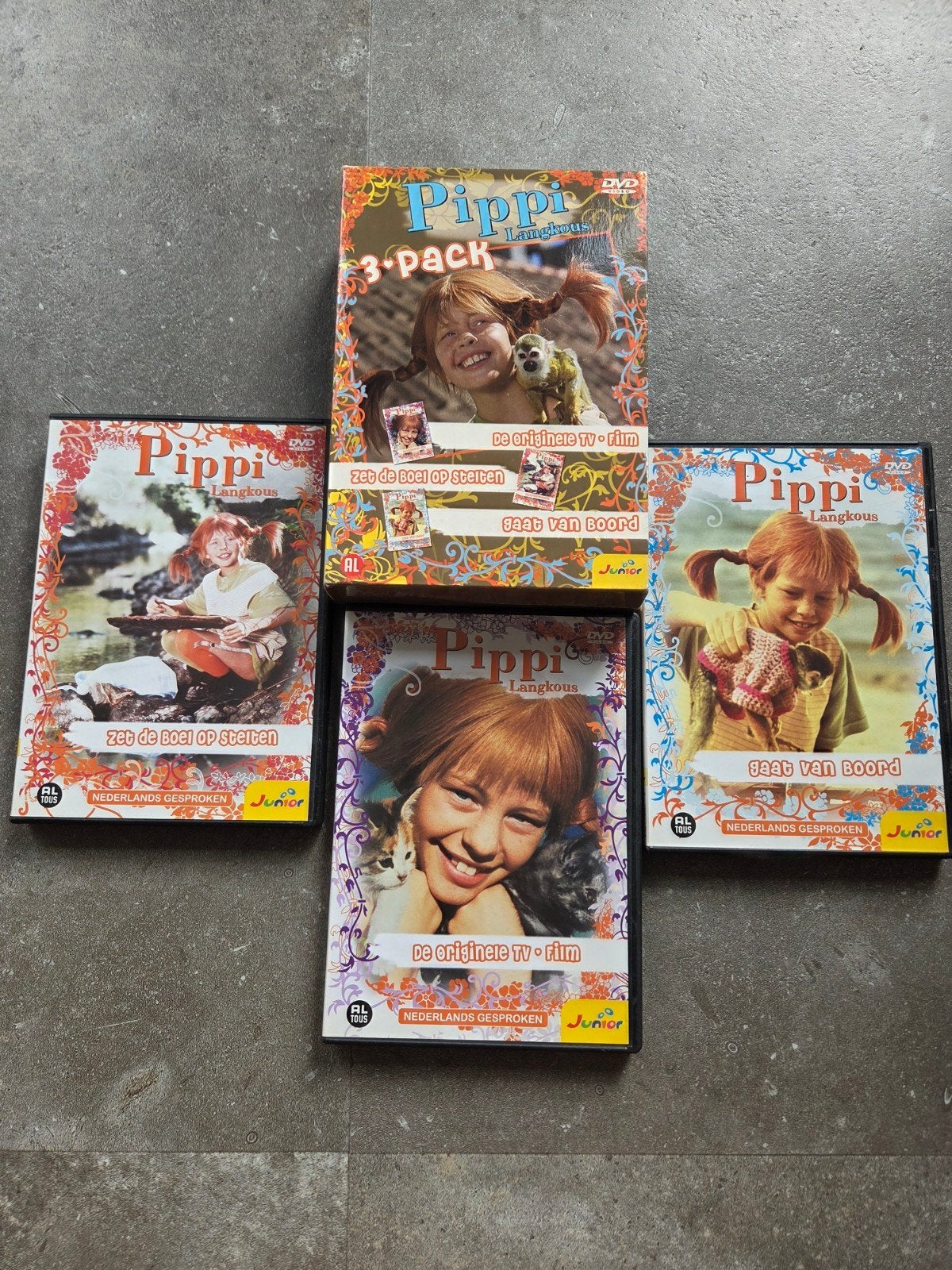 Pippi Langkous DVD Box - 3-pack en losse films, Cd's en Dvd's, Gebruikt, Alle leeftijden, Familie, Box/collectie