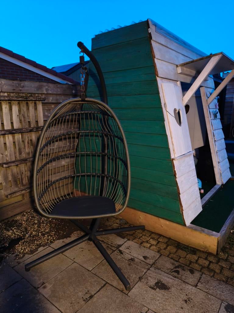 Comfortabele hangstoel olijfgroen - Bieden, Ophalen, Gebruikt, Met standaard, Eenpersoons