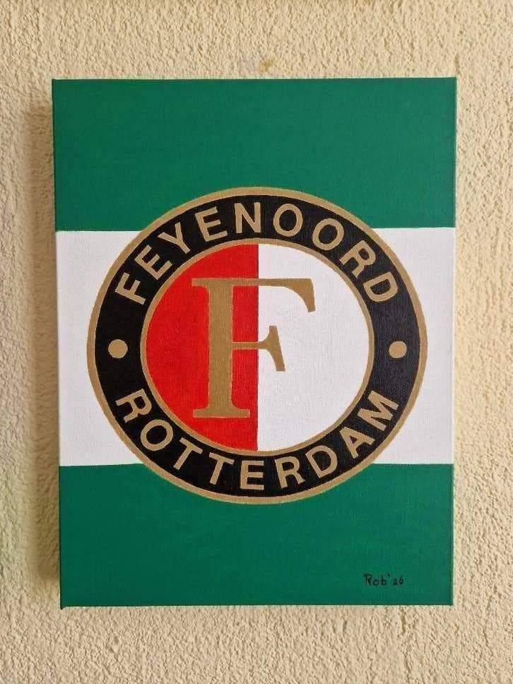Feyenoord schilderij, zelf geschilderd op doek met acryl, Ophalen