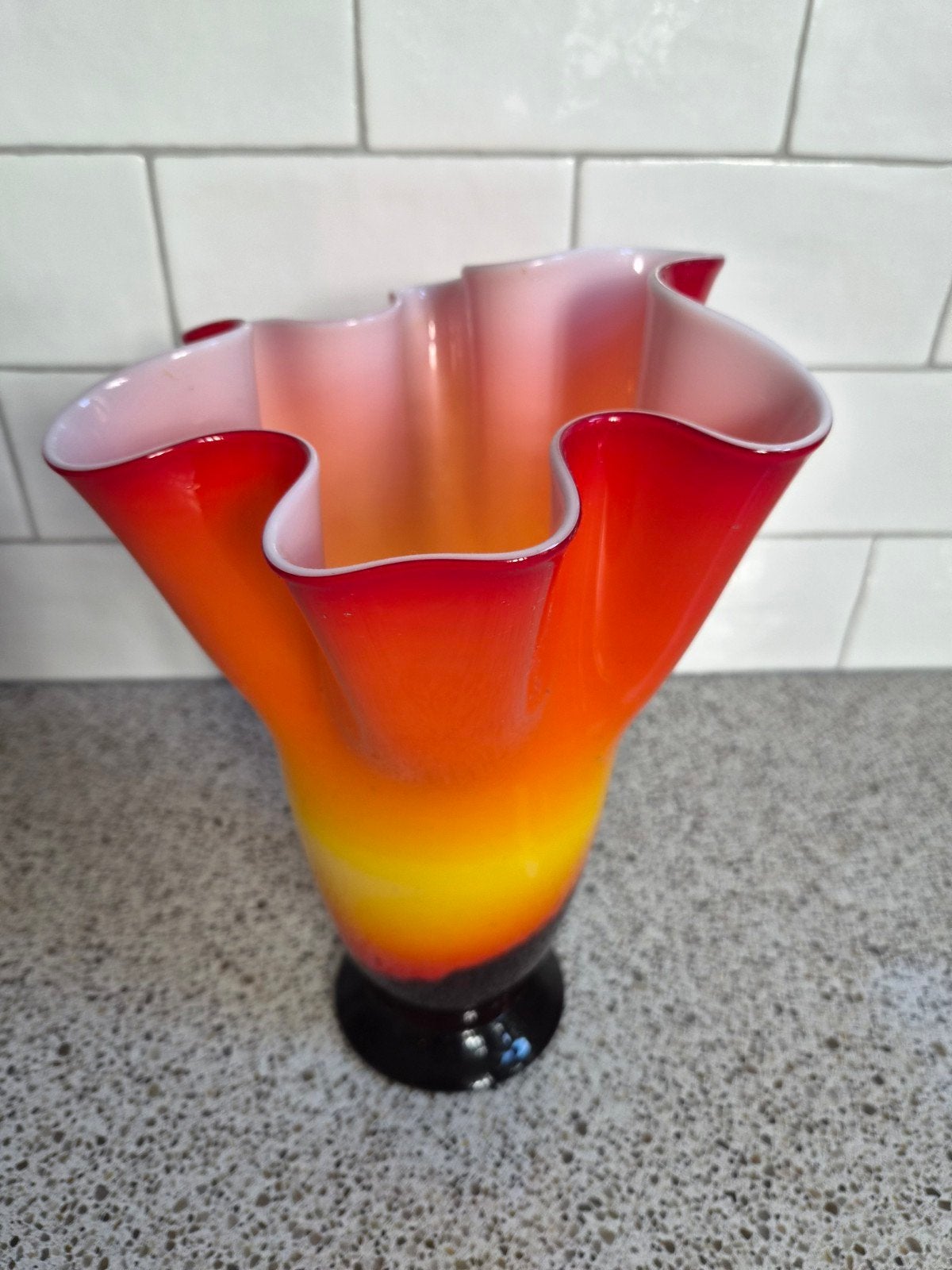 Murano stijl Vintage  Vaas - Oranje/Geel/Rood, Ophalen of Verzenden