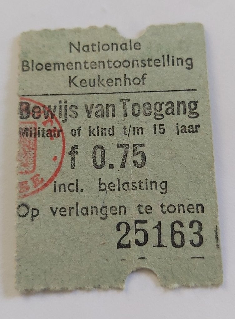 Jaren 50 Bewijs Van Toegang KEUKENHOF., Ophalen of Verzenden, Gebruikt