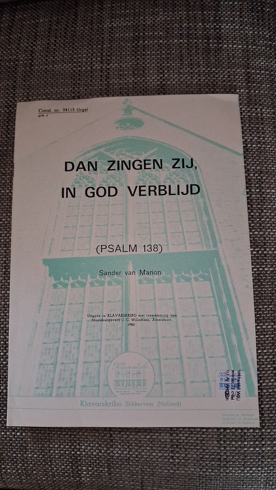 Klavarskribo Sander van Marion Ps 138, Orgel, Gebruikt, Overige soorten, Ophalen of Verzenden