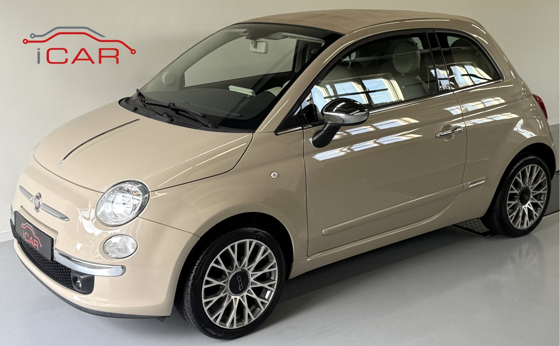 Fiat 500C 1.2 Beige Kap-Cappuccino-Carplay-98000KM, Auto's, Gebruikt, 4 cilinders, Cabriolet, 4 stoelen