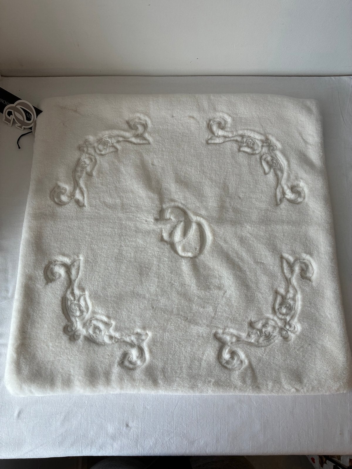 Riviera Maison Olcay Gulsen Faux Fur Kussenhoes 50x50, Wit, Nieuw, Ophalen of Verzenden, Met print