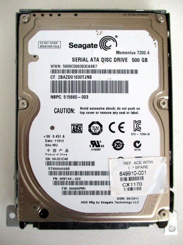 SEAGATE HARDE LAPTOP SCHIJF 500 GB 7200 rpm, Verzenden, Gebruikt