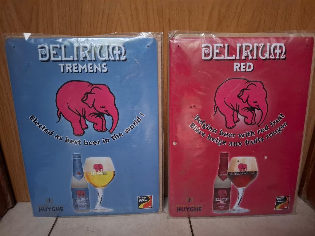2 nieuwe reclameborden Delirium bier, Ophalen of Verzenden, Nieuw, Reclamebord, Plaat of Schild, Overige merken