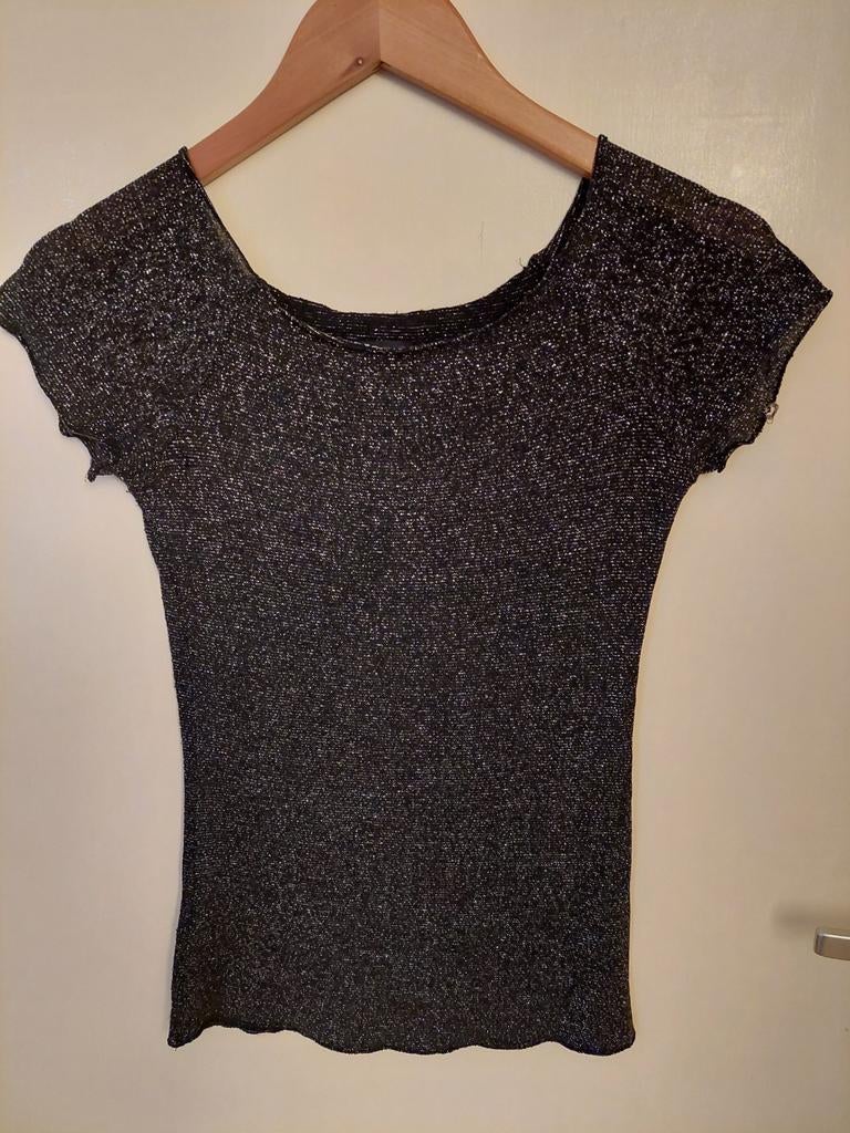Lurex,/ glitter topje, Ophalen of Verzenden, Zo goed als nieuw, Zwart, Zonder mouw
