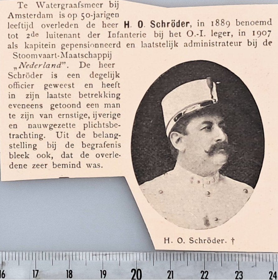 Leger Indië 1916; 2e Luit. Infanterie Schröder overleden, Verzenden, Voor 1940, Gebruikt, Overige onderwerpen