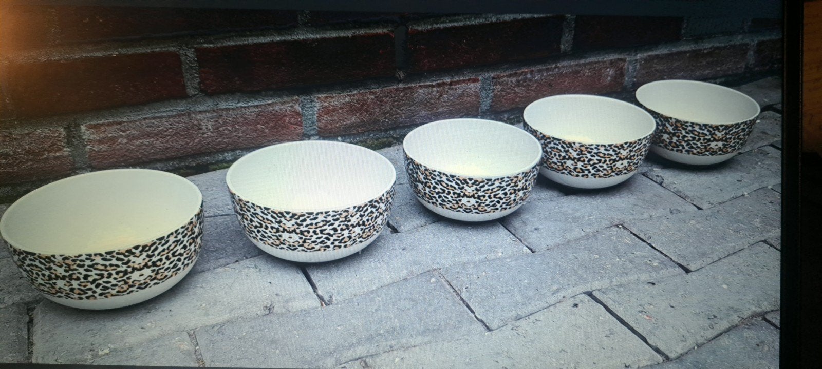 Set van 5 leopard print schaaltjes, Keramiek, Nieuw, Ophalen of Verzenden, Schaal of Schalen