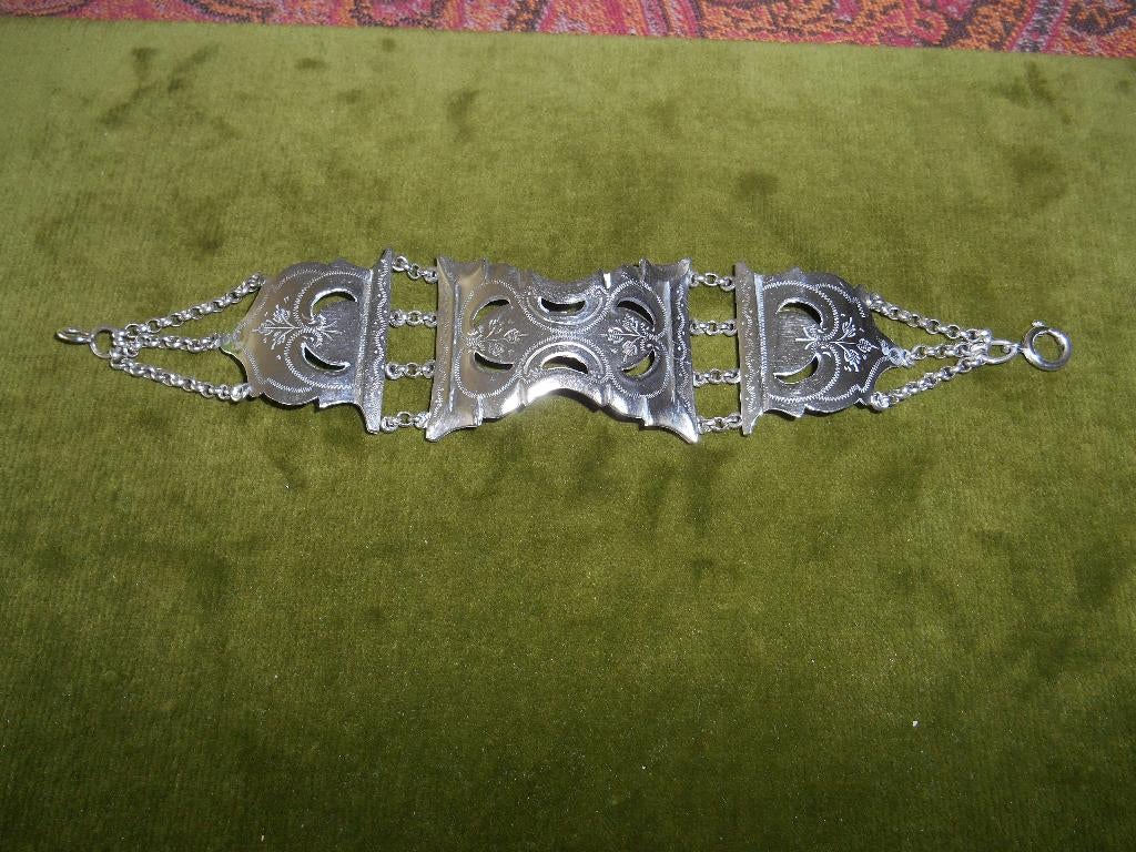 antieke  zilveren armband zeer mooi 18 cm 1850, Ophalen of Verzenden, Zilver, Armband