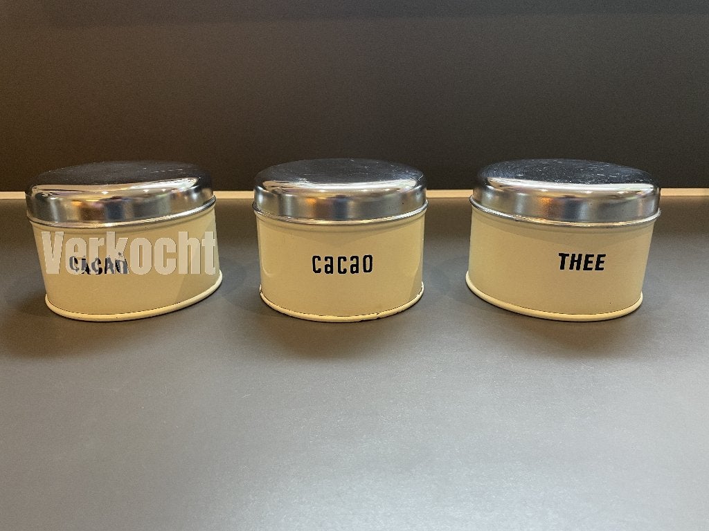 D536 Brabantia Vintage voorraadpotten Thee Cacao, Voorraadpot, Ophalen of Verzenden, Gebruikt, Brabantia
