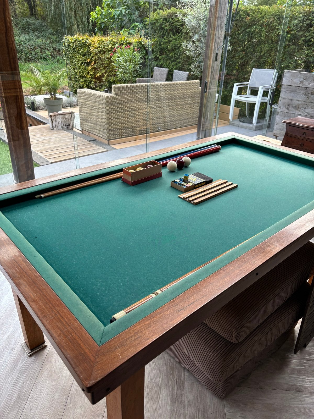 Mooie tafelbiljart met accessoires (incl eettafel), Sport en Fitness, Ophalen, Gebruikt, Biljarttafel