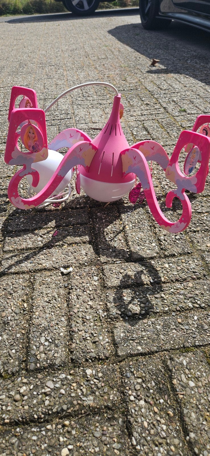 Roze kinderlamp kroonluchter prinses thema, Ophalen, Kunststof, Gebruikt, Overige fittingen