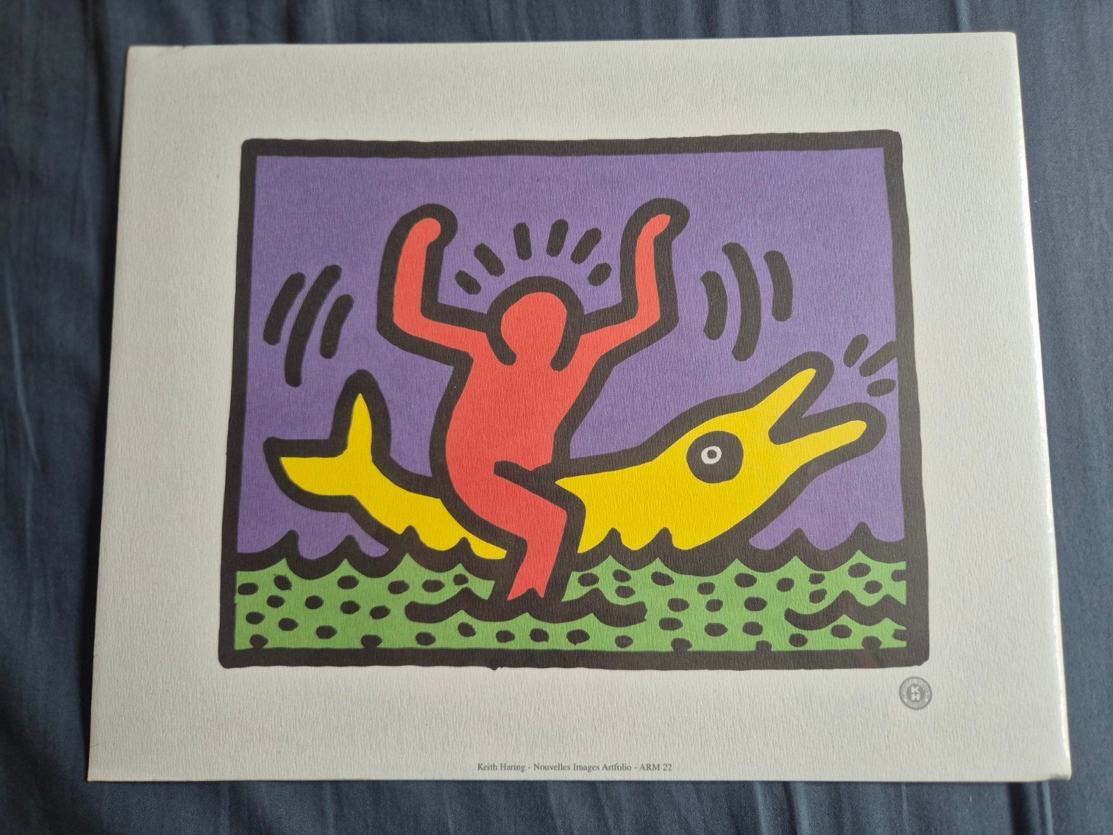 Keith Haring "Fishing" Vintage Art Print, Antiek en Kunst, Kunst | Schilderijen | Modern, Ophalen